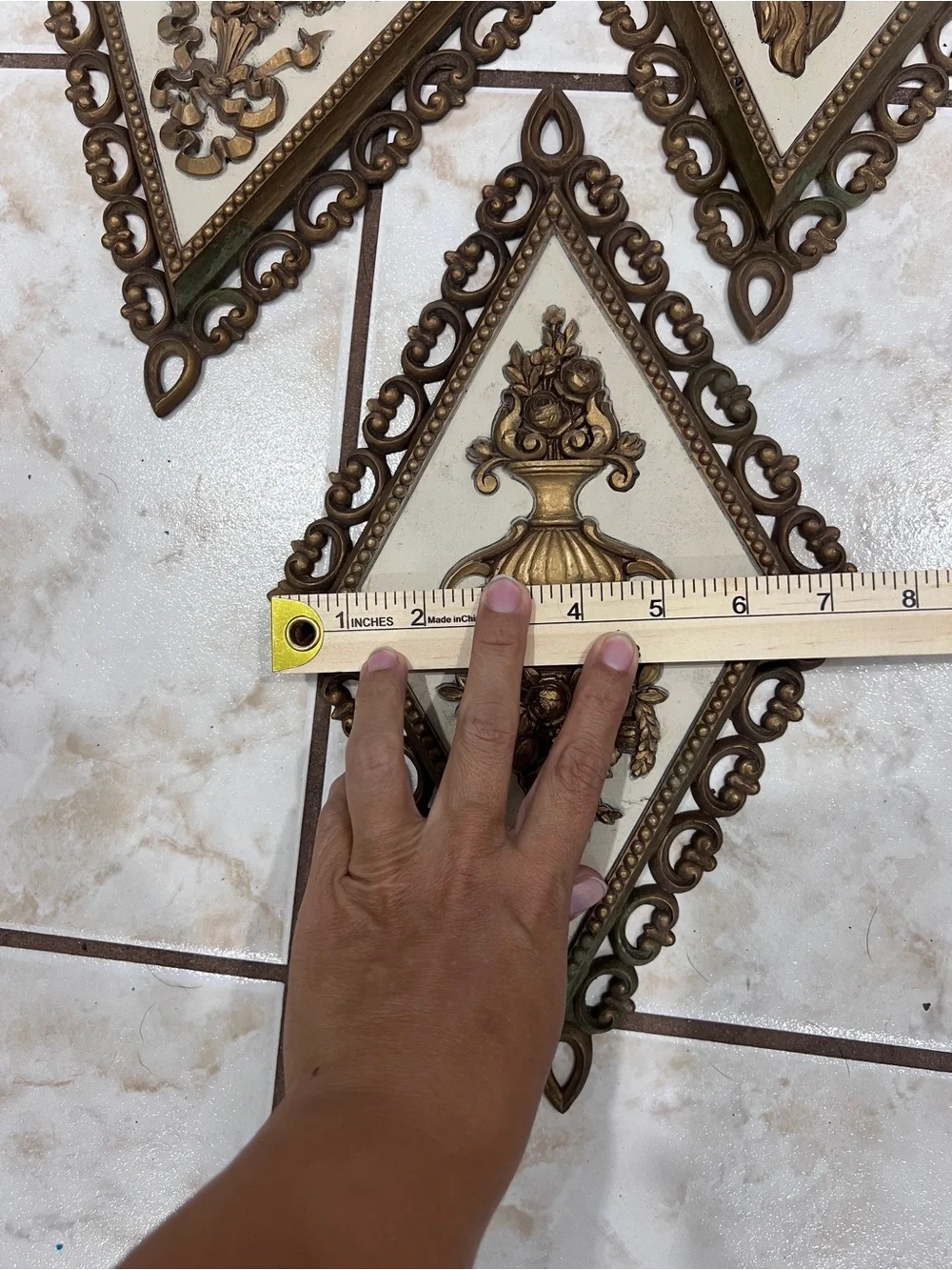 Vintage 1971 HOMCO Wall Plaques Set of 4 Gold French Provincial Dart 7224